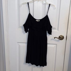 Black Mini Dress with Ruffled Top